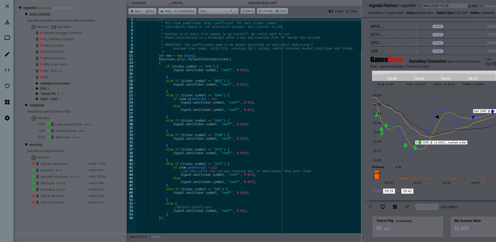 screenshot trading stocks and crypto IDE